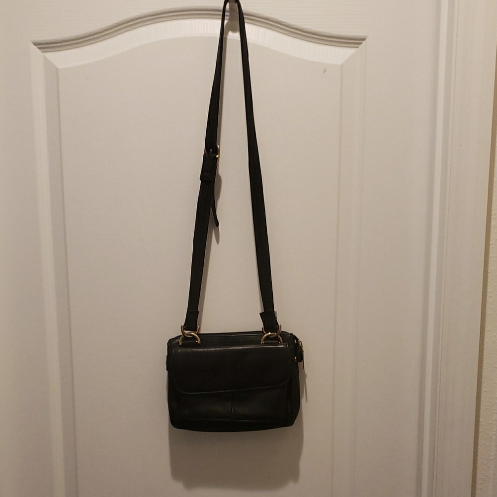 Tignanello Black Crossbody Bag with Gold Accents